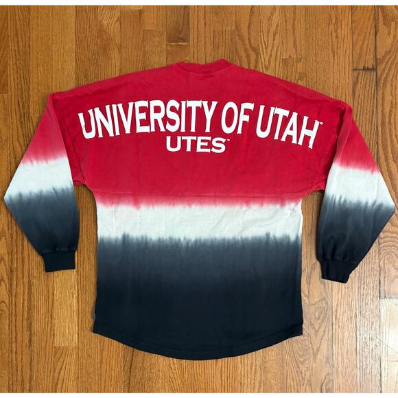 University of Utah Utes Spirit Jersey Women’s Small Ombre Red Black Long Sleeve - Picture 2 of 5